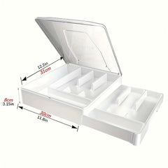 Double Layer Silverware Tray with Lid Drawer Organizer for Utensil Storage