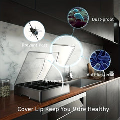 Double Layer Silverware Tray with Lid Drawer Organizer for Utensil Storage