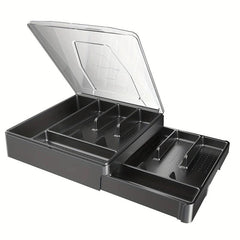 Double Layer Silverware Tray with Lid Drawer Organizer for Utensil Storage