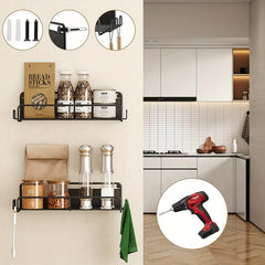 Wall-Mounted Spice Rack Sturdy Metal Organizer Kitchen Accessories
