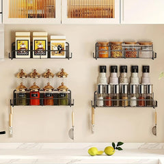 Wall-Mounted Spice Rack Sturdy Metal Organizer Kitchen Accessories