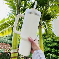 40oz Stainless Steel Tumbler with Handle and Straw Lid