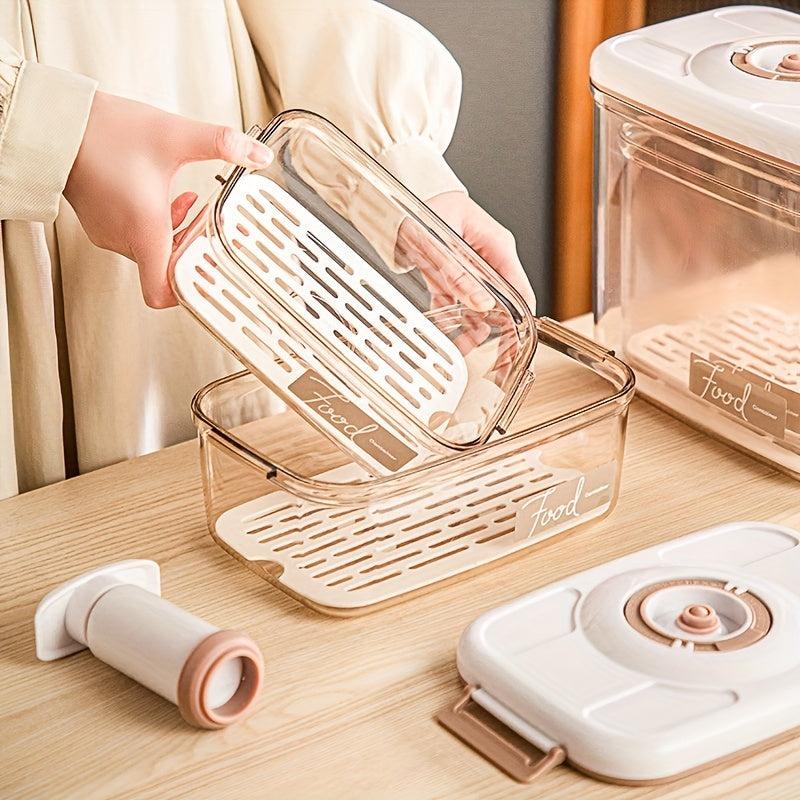 Vacuum Sealed Fresh keeping Box Refrigerator Draining Food Storage