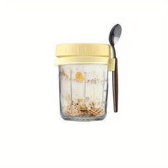 1pc Overnight Oats Container w/ Lid & Spoon 10 Oz Storage C