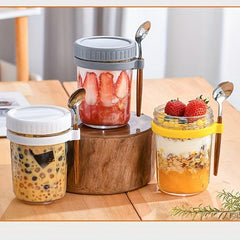 1pc Overnight Oats Container w/ Lid & Spoon 10 Oz Storage C