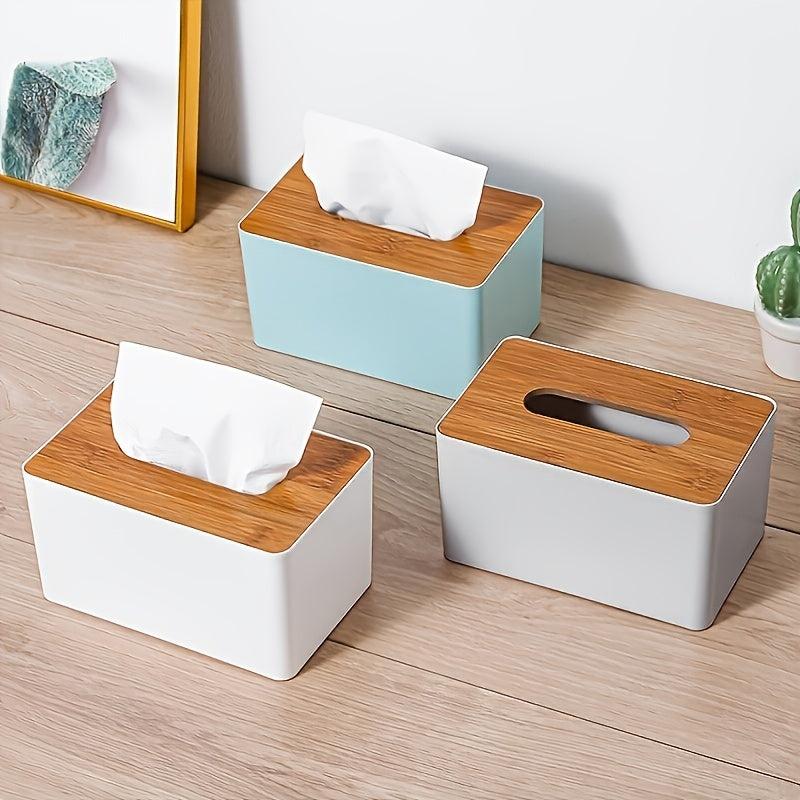 European Style Paper Towel Box with Bamboo Cover