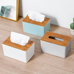 European Style Paper Towel Box with Bamboo Cover