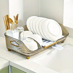 Kitchen Dish Drying Rack with Drainboard and Utensil Holder