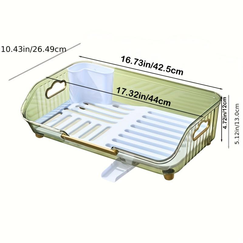 Kitchen Dish Drying Rack with Drainboard and Utensil Holder