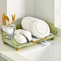 Kitchen Dish Drying Rack with Drainboard and Utensil Holder