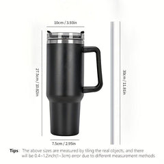 40oz Stainless Steel Vacuum Insulated Travel Mug with Handle Straw Roller