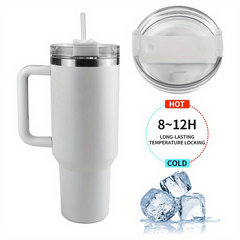 40oz Stainless Steel Vacuum Insulated Travel Mug with Handle Straw Roller