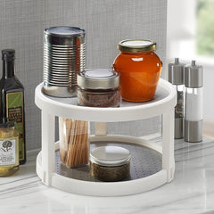 1pc Rotatable Seasoning Rack Countertop Multifunctional Kitchen Storage Plate