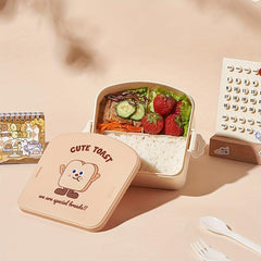 Square Toast Lunch Box Bento Box With Lid Tableware