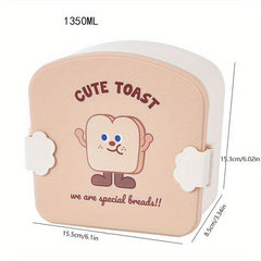 Square Toast Lunch Box Bento Box With Lid Tableware