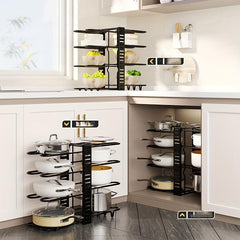 Duo Layer Foldable Pot Cover Rack Kitchen Storage Iron Pot Lid Holders