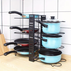 Duo Layer Foldable Pot Cover Rack Kitchen Storage Iron Pot Lid Holders