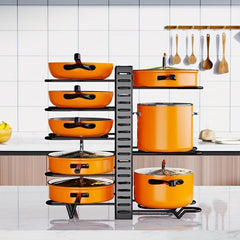 Duo Layer Foldable Pot Cover Rack Kitchen Storage Iron Pot Lid Holders