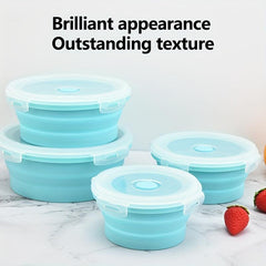 4pcs Collapsible Silicone Food Storage Containers Microwave Bento Box