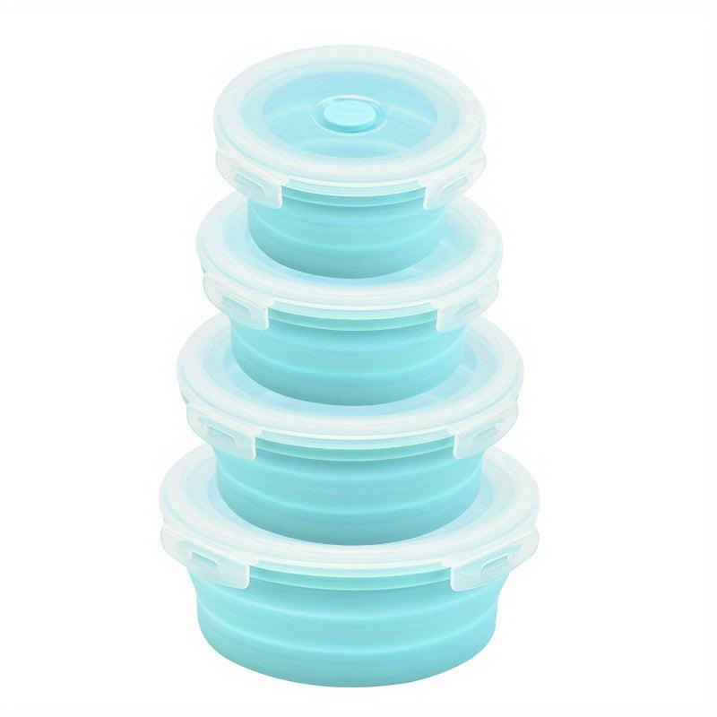 4pcs Collapsible Silicone Food Storage Containers Microwave Bento Box
