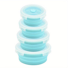 4pcs Collapsible Silicone Food Storage Containers Microwave Bento Box
