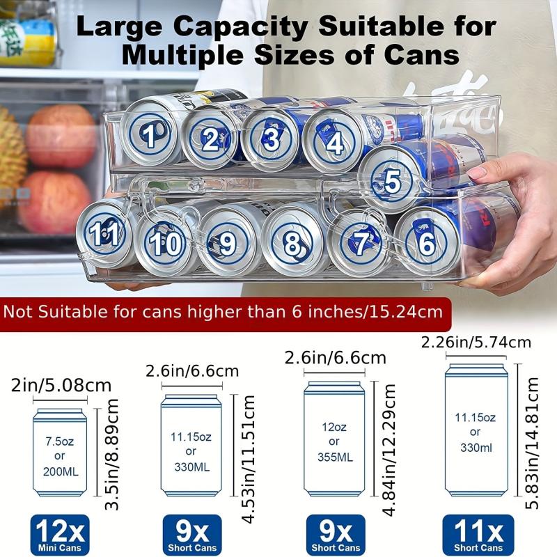 Double Layer Rolling Can Storage Organizer For Fridge