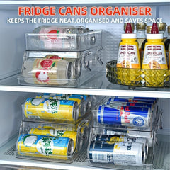 Double Layer Rolling Can Storage Organizer For Fridge