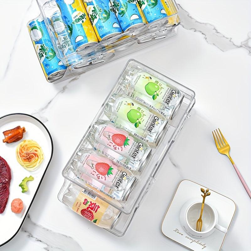 Double Layer Rolling Can Storage Organizer For Fridge