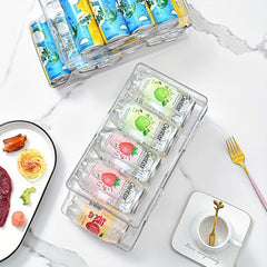 Double Layer Rolling Can Storage Organizer For Fridge