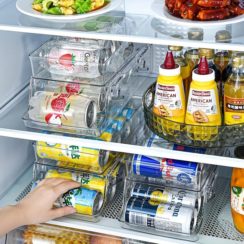 Double Layer Rolling Can Storage Organizer For Fridge