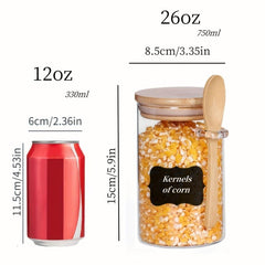 4pcs 750ml Glass Jars With Lids, Stickers, Pen - 18oz Sealed Jars With Spoon