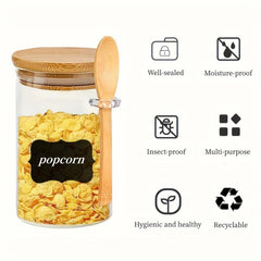4pcs 750ml Glass Jars With Lids, Stickers, Pen - 18oz Sealed Jars With Spoon