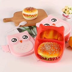 Plastic Owl Pattern Lunch Box Leakproof Bento Box For Teenagers And Workers