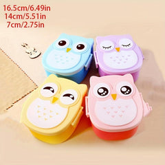 Plastic Owl Pattern Lunch Box Leakproof Bento Box For Teenagers And Workers