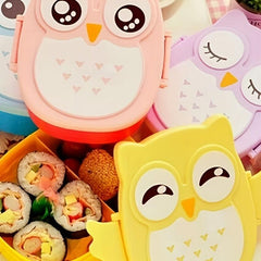 Plastic Owl Pattern Lunch Box Leakproof Bento Box For Teenagers And Workers