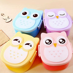 Plastic Owl Pattern Lunch Box Leakproof Bento Box For Teenagers And Workers