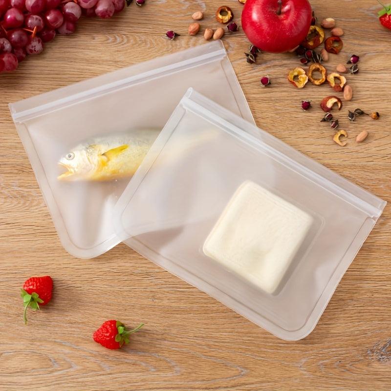 2pcs PEVA Reusable Food Storage Bags Stand Up Ziplock Bags Leakproof Freezer BPA