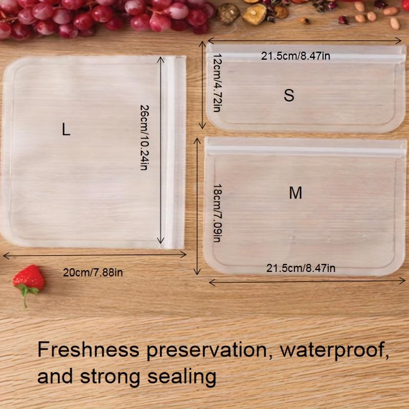 2pcs PEVA Reusable Food Storage Bags Stand Up Ziplock Bags Leakproof Freezer BPA