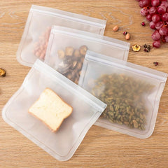 2pcs PEVA Reusable Food Storage Bags Stand Up Ziplock Bags Leakproof Freezer BPA