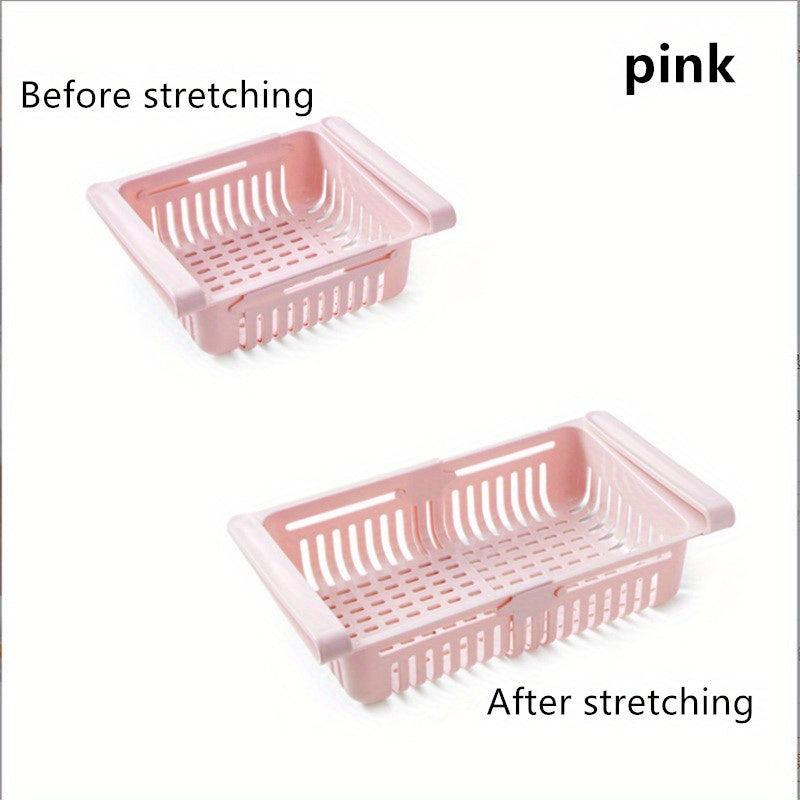 Retractable Storage Basket for Refrigerator Drainable Washable