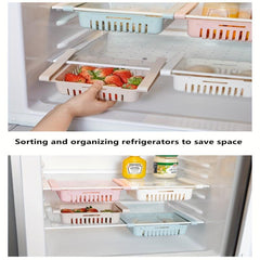 Retractable Storage Basket for Refrigerator Drainable Washable