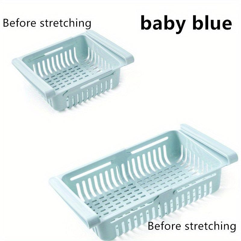 Retractable Storage Basket for Refrigerator Drainable Washable