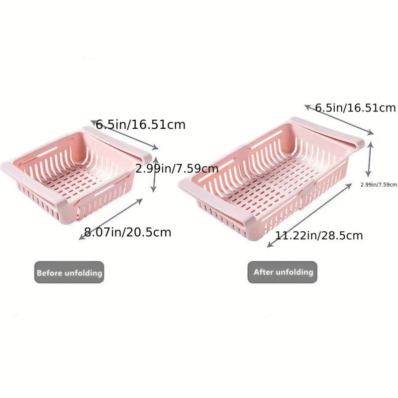 Retractable Storage Basket for Refrigerator Drainable Washable