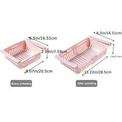 Retractable Storage Basket for Refrigerator Drainable Washable