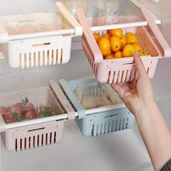 Retractable Storage Basket for Refrigerator Drainable Washable