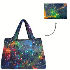 Starry Sky Printed Reusable Grocery Bags Portable Foldi...