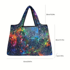 Starry Sky Printed Reusable Grocery Bags Portable Foldi...