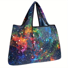 Starry Sky Printed Reusable Grocery Bags Portable Foldi...