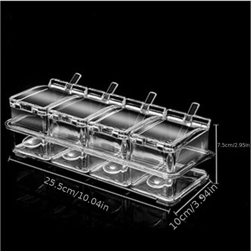 4 Compartment Seasoning Box With Spoon Herb Spice Storage Container