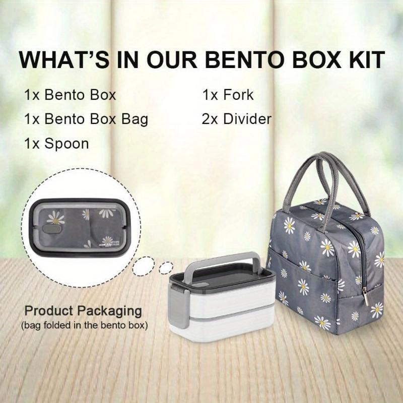 Large Bento Box Japanese Style Lunch Box Kit With Bag & Utensils